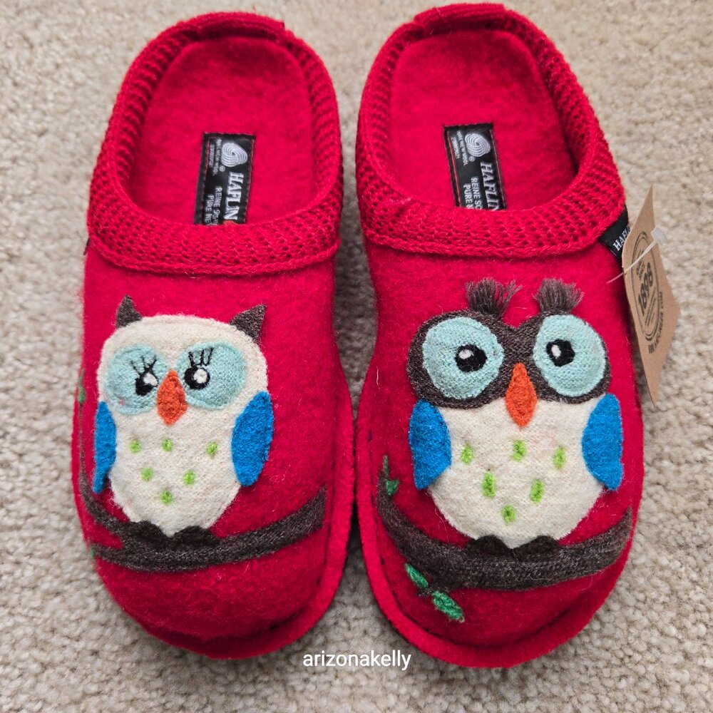 NIB Haflinger Wool Slippers Mr. & Mrs Owl Olivia Slippers 36 PRICE FIRM Bird - Picture 7 of 13